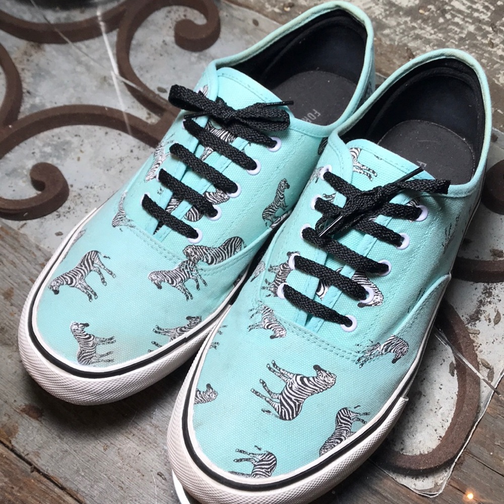 Light Blue Canvas Zebra Sneakers: Men’s size 10
